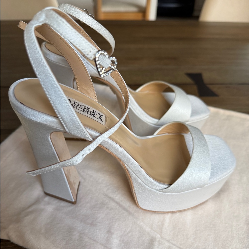 Badgley Mischka Caia White Satin Platform Heel